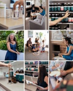 Collage of naturopathy scenes at Integrated Wellness Clinic, featuring consultations, herbal remedies, and family health interactions, emphasizing personalized care and holistic treatments.